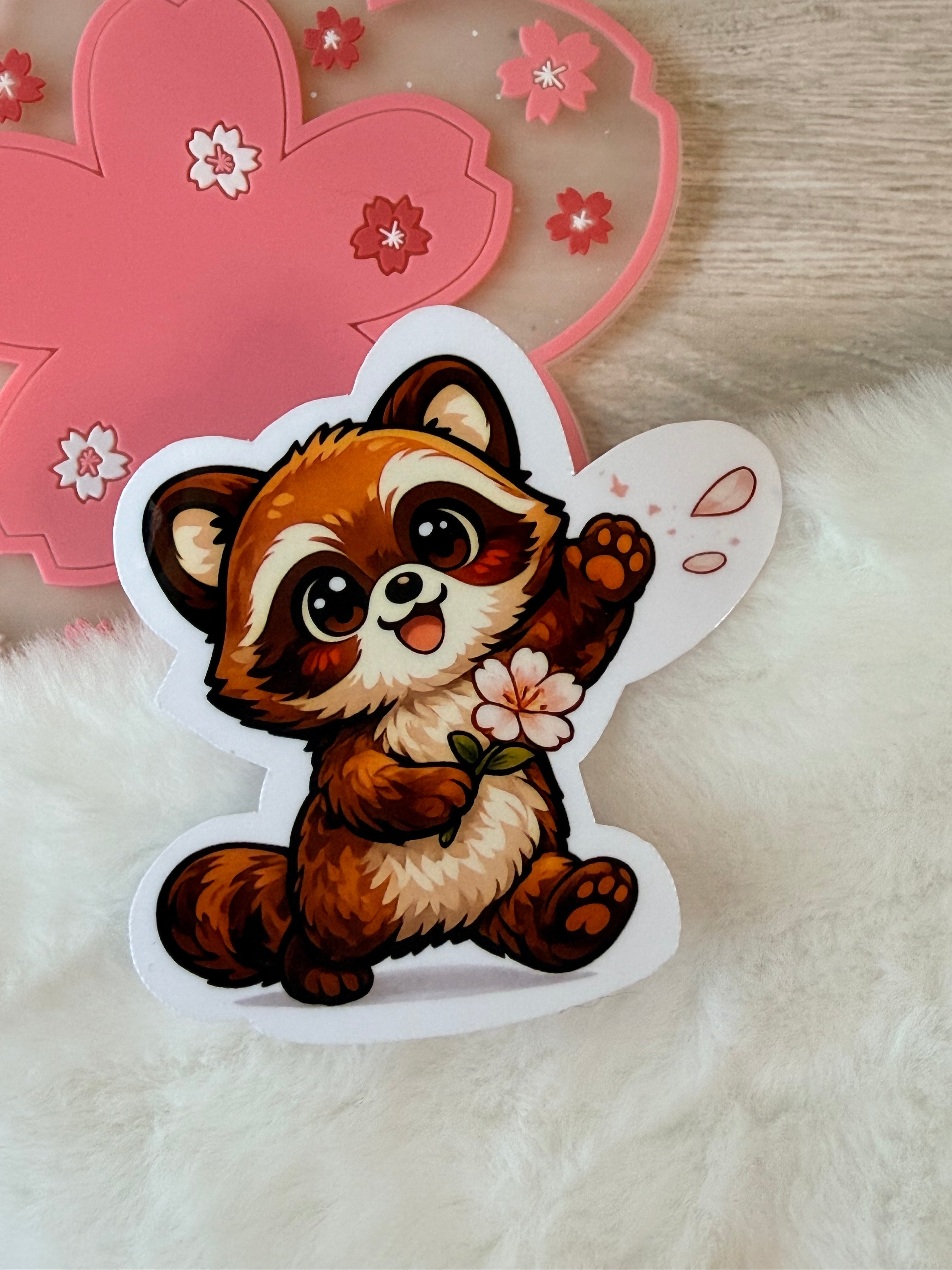 A Tanuki Situation Die-cut Sticker - Kisses of Sakura