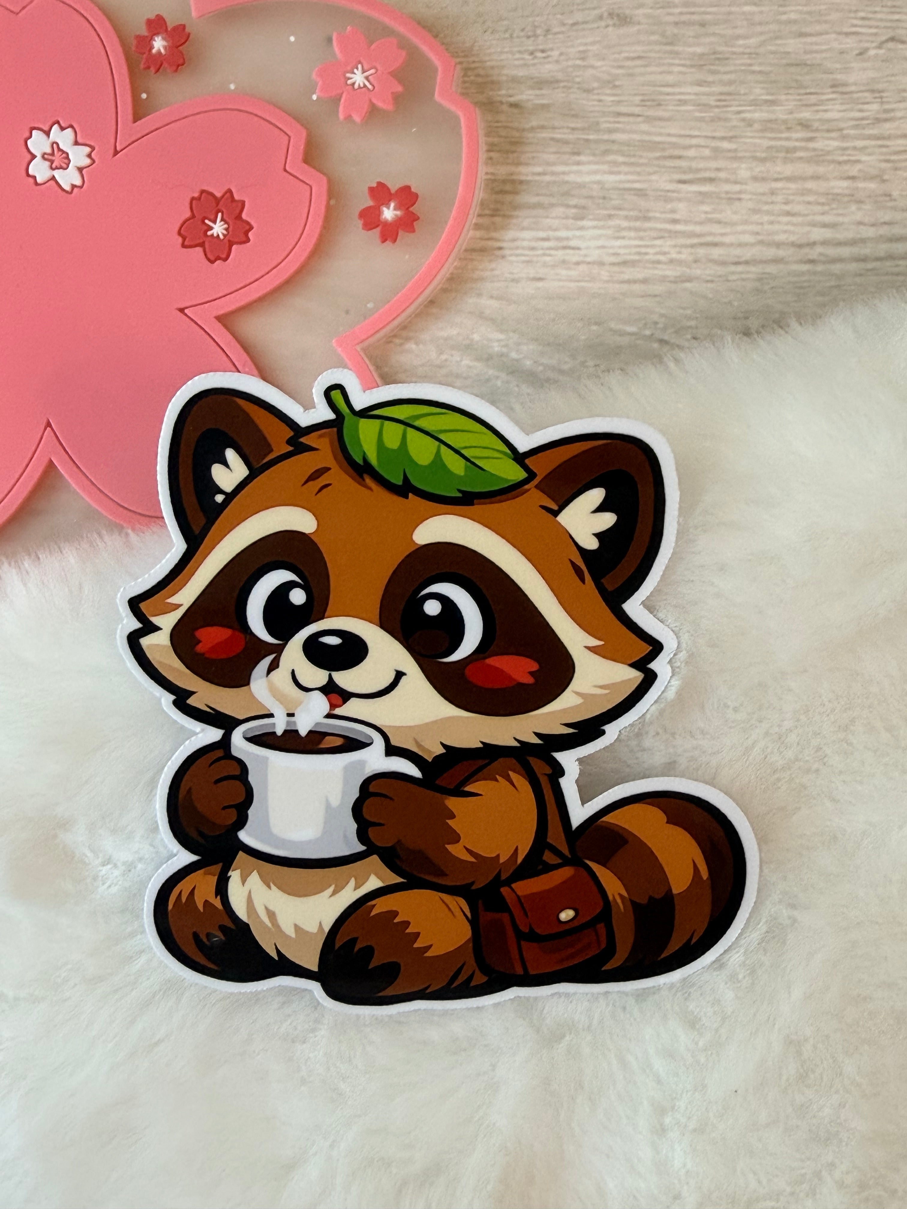 A Tanuki Situation Die-cut Sticker - Instead Coffe