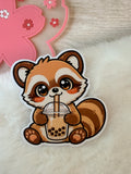 A Tanuki Situation Die-cut Sticker - Bubble Tea Anyone?
