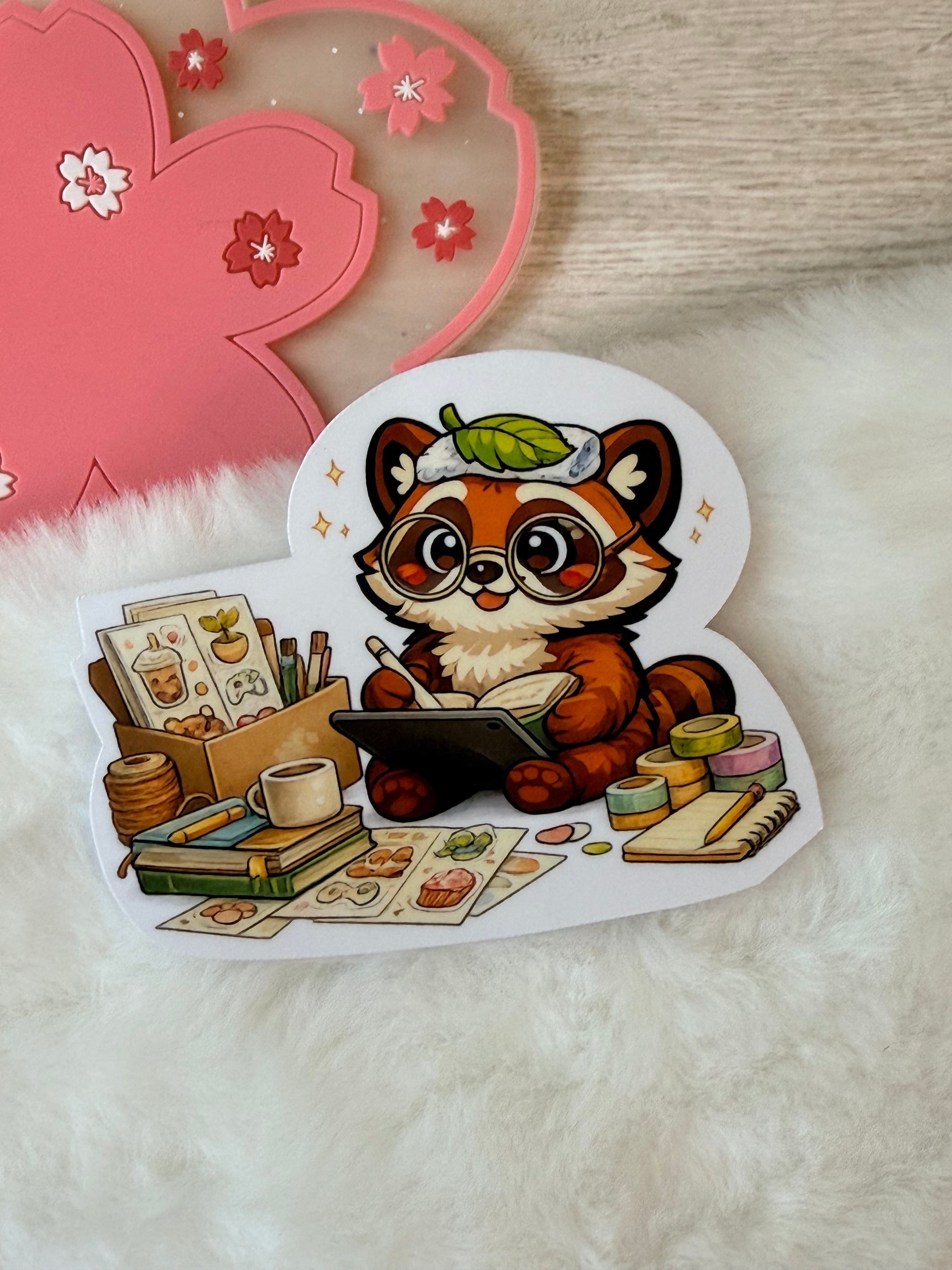 A Tanuki Situation Die-cut Sticker - Design Time