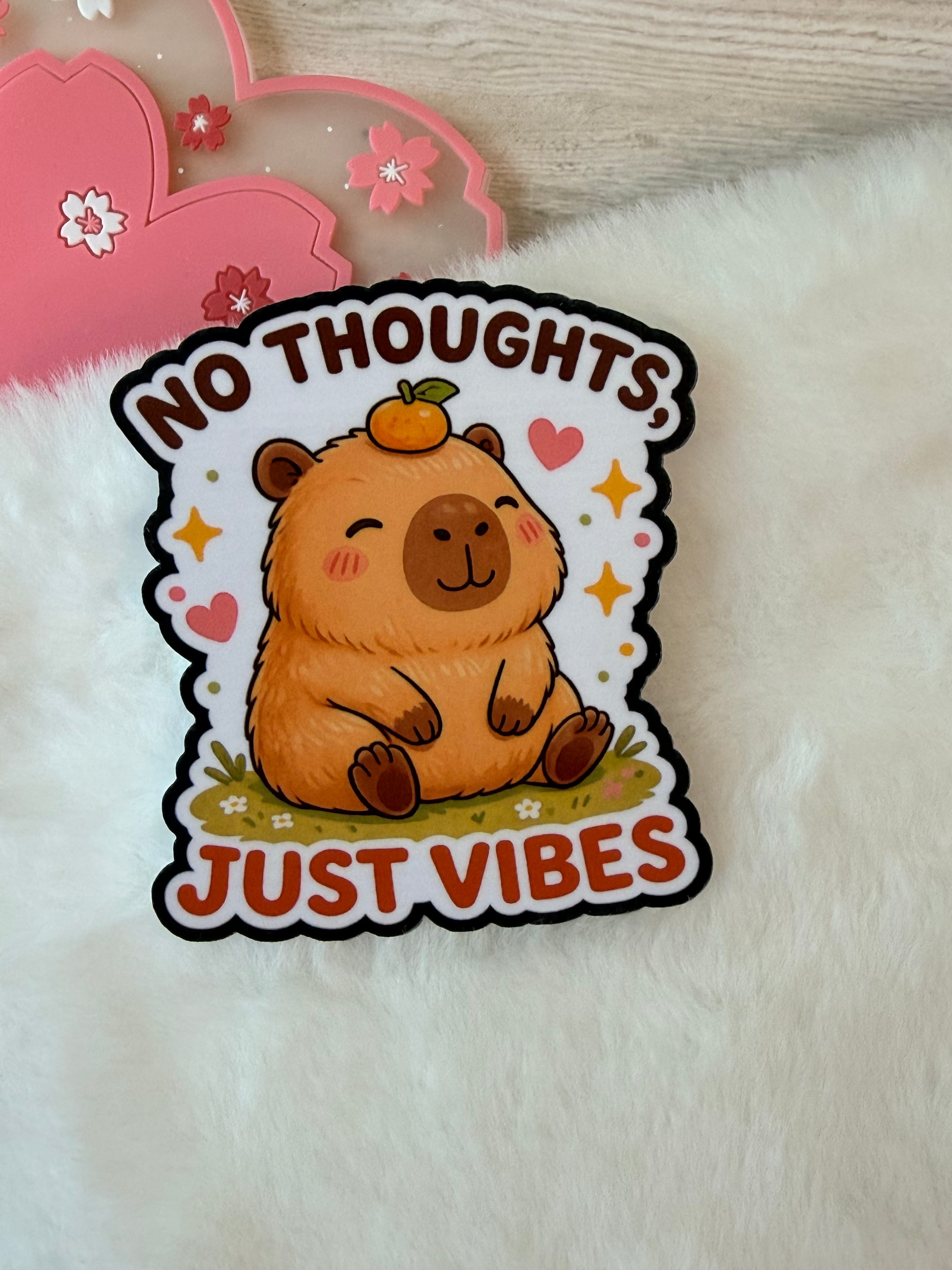 Capyville Die-cut Holographic Sticker - No Thoughts